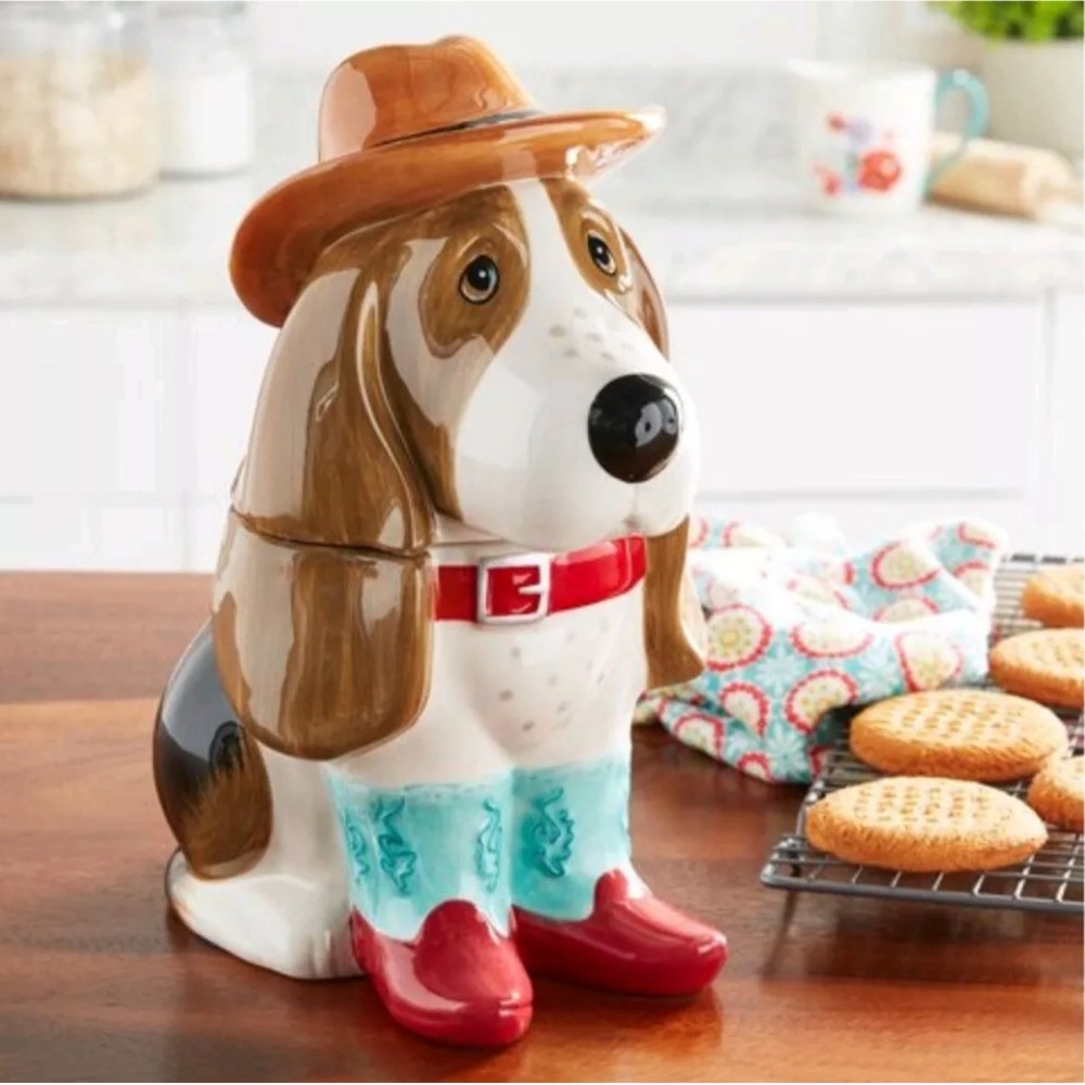 The Pioneer Woman Cowboy Charlie Cookie Jar Turquoise 6.69x8.46x12.48 inches